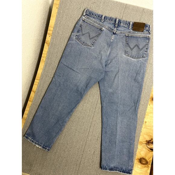 Vtg Wrangler Rugged Jeans Men Size 36X27 Blue Distressed Relaxed Straight Work - Picture 7 of 13